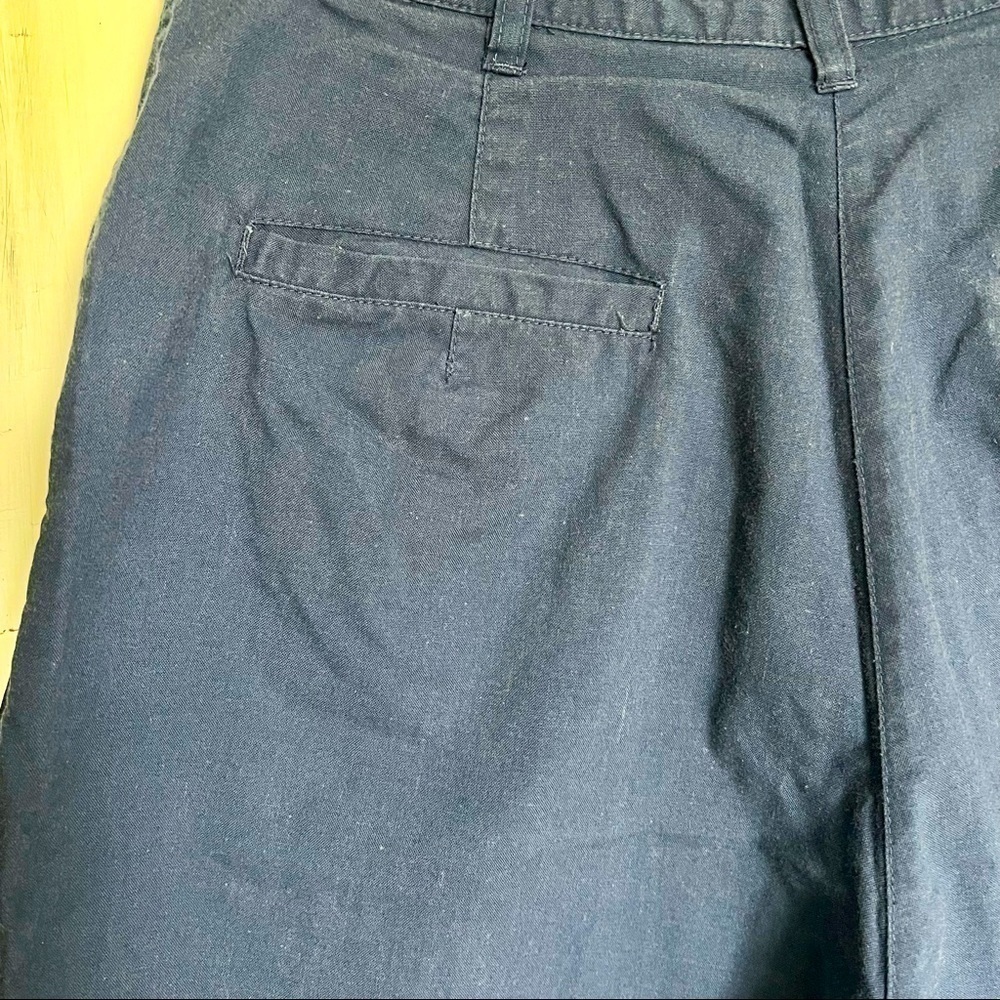 VINTAGE 90s Y2K Navy Blue High Rise Wide Leg Bermuda Short Cottagecore Granny 12 - Picture 11 of 11